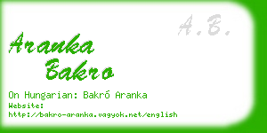 aranka bakro business card